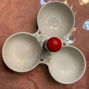 Pfaltzgraff Winterberry 3-part Divided Server with Sculpted Handle, Discontinued